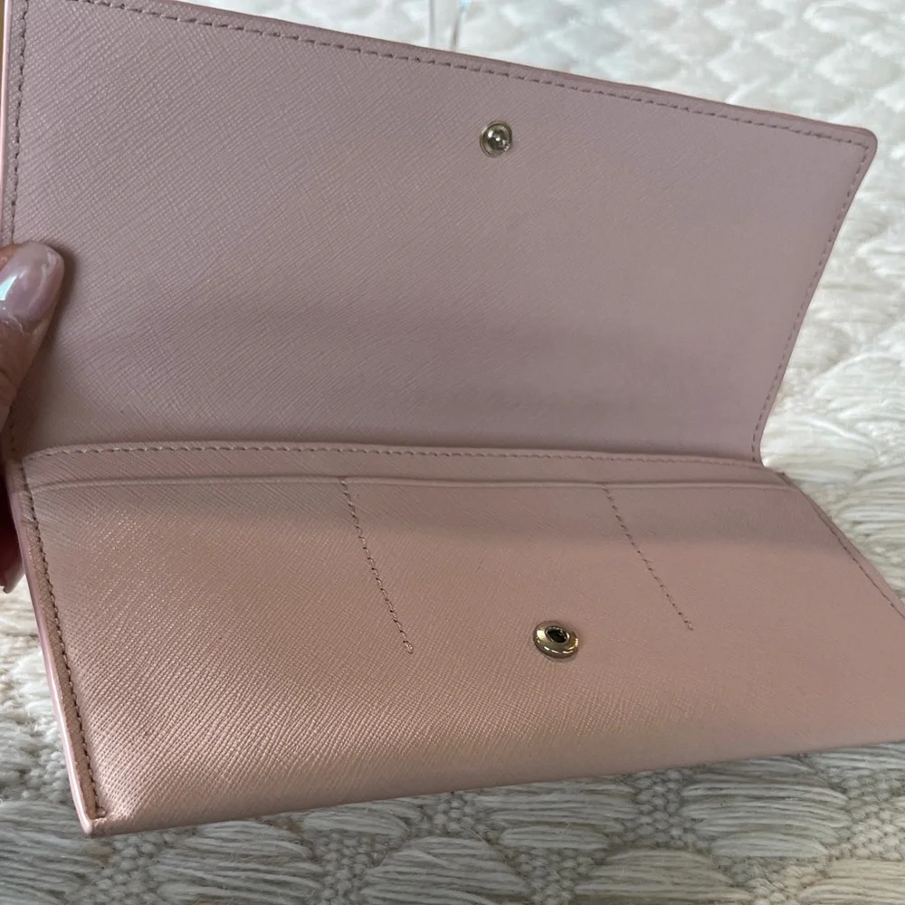 Kate Spade Pink Wallet with Red Heart Accents